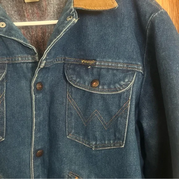 Vintage Wrangler Denim Jacket with Tan Collar - Picture 2 of 8
